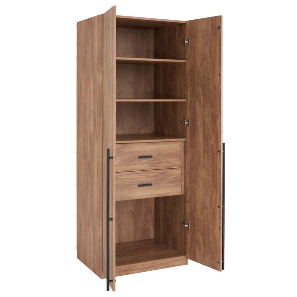 English Elm Lee 32" Golden Brown Wardrobe Closet - Stylish Storage Solution With Adjustable Shelves & Drawers B365S00127