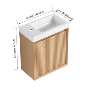 English Elm 18.5" Wall-Mounted Bathroom Vanity With Resin Sink & Soft-Close Door For Smart Space-Saving Design W1972P362127