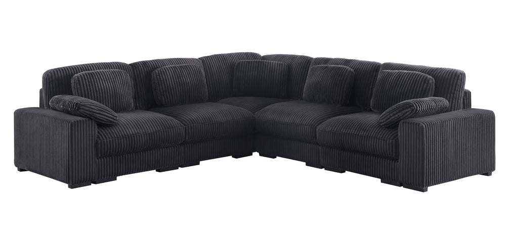 English Elm Lianne Channel Tufted Corduroy Modular Sectional with Reversible Chaise for Living Rooms B2749S00045