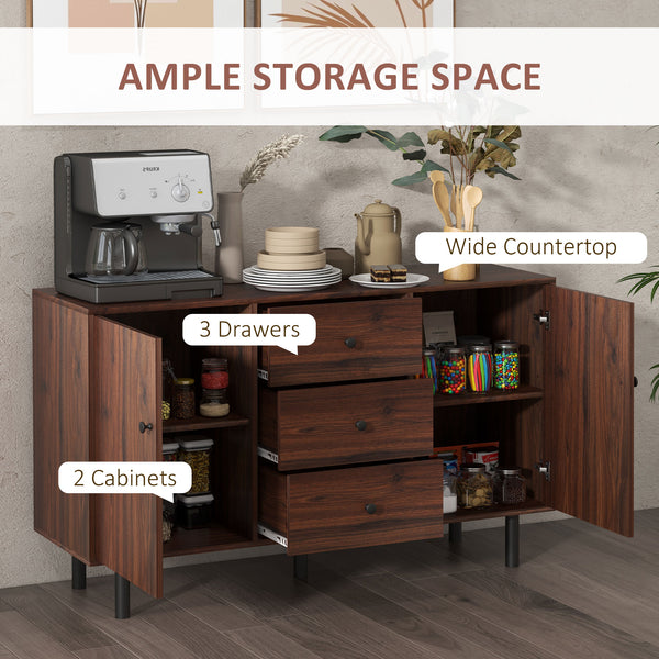 English Elm Homcom Rustic Buffet Cabinet With Adjustable Shelves, Drawers & Cupboards – Versatile Coffee Bar & Organizer W2225P200429