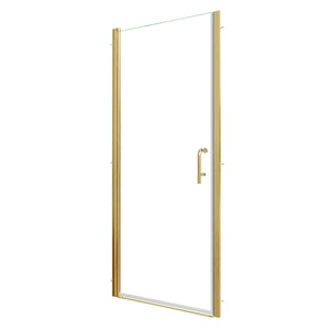 English Elm 32-34 in Frameless Pivot Shower Door Clear Glass Brushed Gold Reversible Bathroom W637P400607