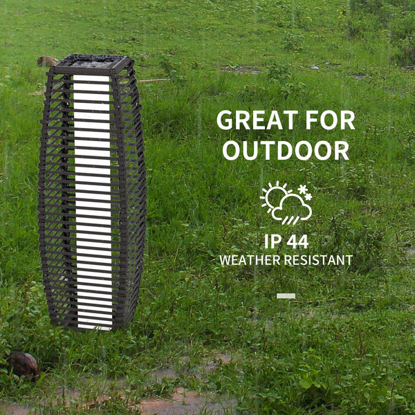 English Elm Outsunny Solar Rattan Pathway Lantern Outdoor Wicker Led Garden Light Auto Dusk Gray W2225P174045