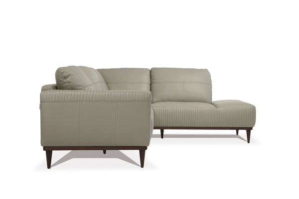 English Elm Tampa Italian Top Grain Leather Sectional with Walnut Legs and Channel Stitching B2726S00588
