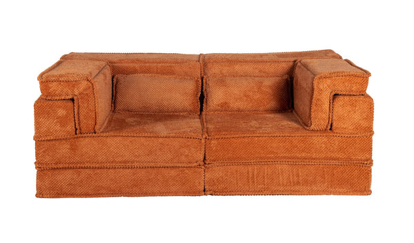 English Elm Compression Mahjong Sofa - Versatile Modular Floor Sofa Bed In Orange, Plush Memory Foam Comfort W3723P377144