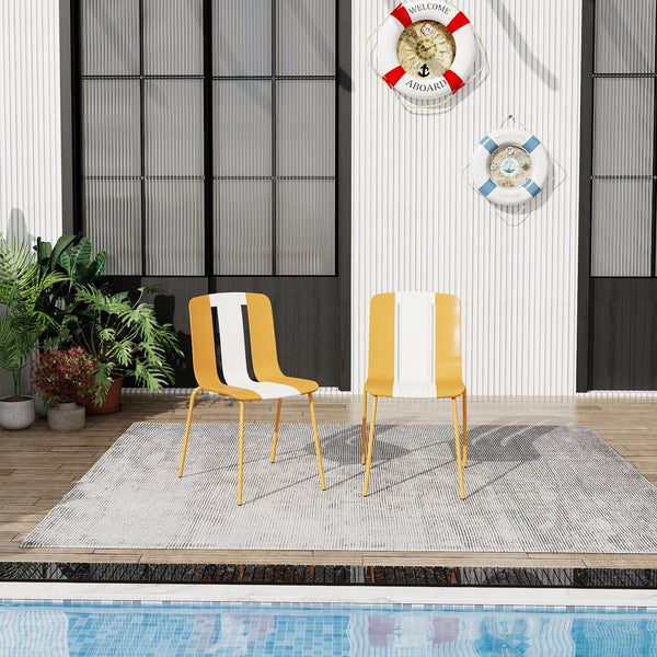 English Elm Holiday Stackable Polypropylene Side Chair Set of Four for Indoor Outdoor Dining Beige,Tropical Orange,White W3450P447383