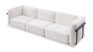 English Elm 102 Inch Linen Modular Sectional Sofa with Hidden Storage and Cloud Cushion Comfort W1099S00184