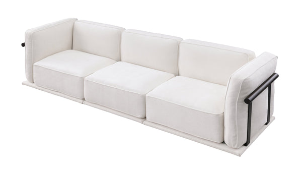 English Elm 102 Inch Linen Modular Sectional Sofa with Hidden Storage and Cloud Cushion Comfort W1099S00184
