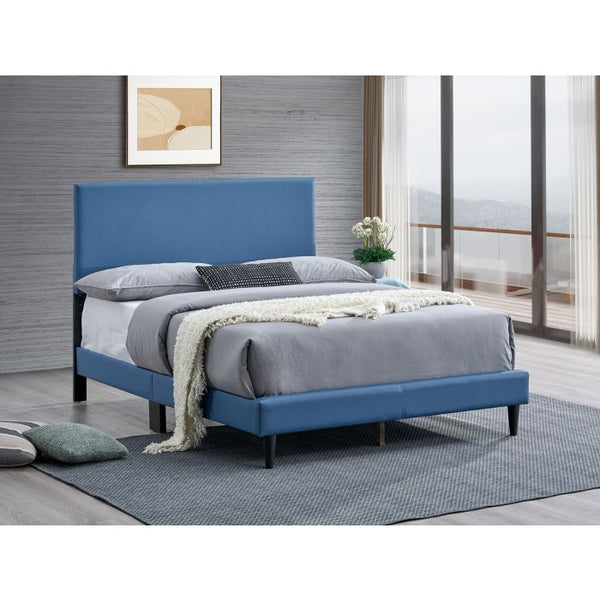 English Elm Baron Full Bed Frame with Faux Leather Upholstery, Slat Support, Adjustable Headboard Height, Fits 7–13" Blue 26.37 L x 60.39 W x 7.28 H B078P380172