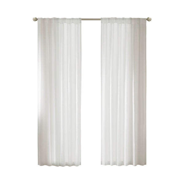 English Elm 2 Pcs 52X63" White Rod Pocket Back Tab Privacy Curtains Pair For Soft Light Control & Style B035P319834