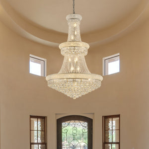 English Elm 32-Inch Crystal Chandelier 21-Light K9 Luxury Ceiling Fixture for Dining Room Bedroom Modern Empire Chrome W2869S00028