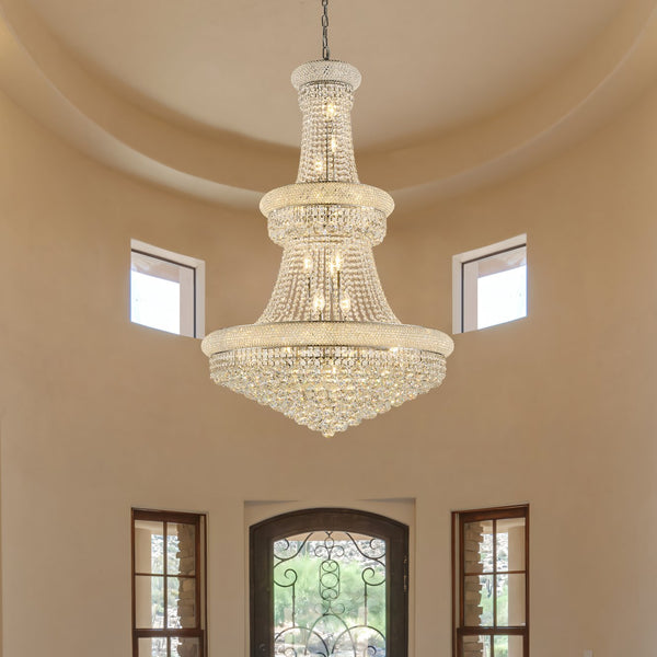 English Elm 32-Inch Crystal Chandelier 21-Light K9 Luxury Ceiling Fixture for Dining Room Bedroom Modern Empire Chrome W2869S00028