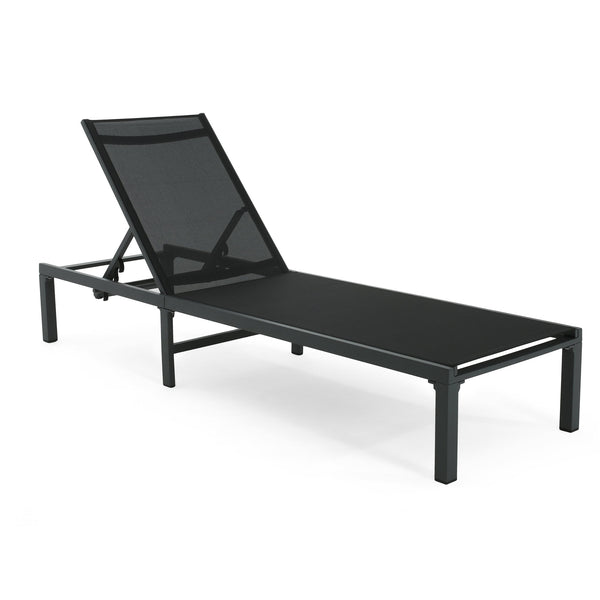 English Elm Christopher Knight Home® - Westport Aluminum Chaise Lounge Set of 2 - Lightweight Rust-Resistant Frames, Breathable Black Fabric Recliners N775P180038B