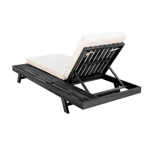English Elm Lounge Chaise Outdoor Acacia Wood Slatted Frame with Water Resistant Cushion Resort Style N770P442B429CUSH
