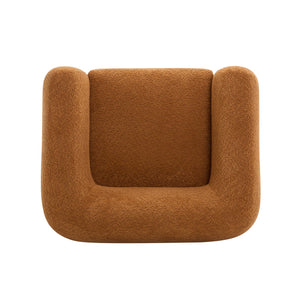 English Elm Christopher Knight Home® - Modern Upholstered Round Arm Accent Chair with Velvet Finish, Elegant Curved Back and Three Legs Design Dark yellow,Walnut 39.5 L x 32.5 W x 23.25 H N776P216196T