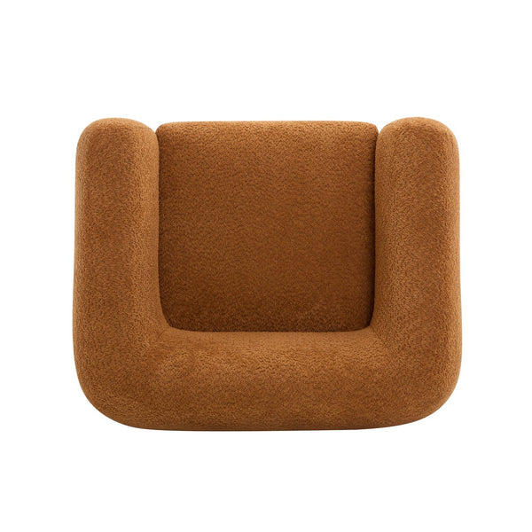 English Elm Christopher Knight Home® - Modern Upholstered Round Arm Accent Chair with Velvet Finish, Elegant Curved Back and Three Legs Design Dark yellow,Walnut 39.5 L x 32.5 W x 23.25 H N776P216196T