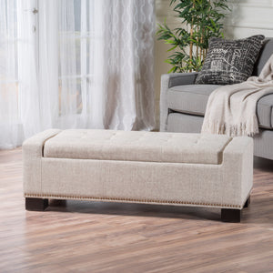 English Elm Chelsea Tufted Polyester Storage Ottoman with Stud Trim and Hinged Lid for Living Rooms 54574.00F