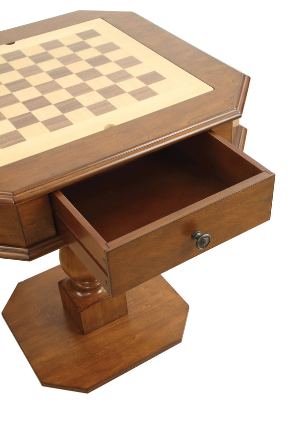 English Elm Bishop Cherry Finish Reversible Game Table w/Drawers – 3‑in‑1 Chess, Checkers & Backgammon Square B2726P251281