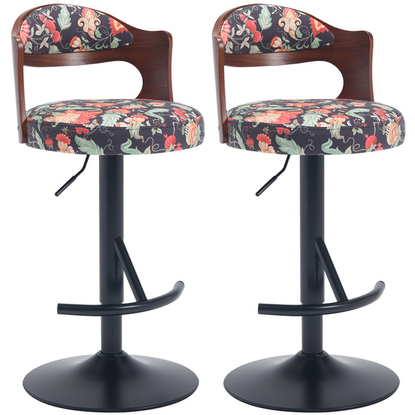 English Elm Adjustable Swivel Bar Stools - Solid Wood Backrest, Ergonomic Comfort, Set Of 2 For Kitchen & Dining W2195P205812