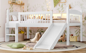English Elm Twin Xl Solid Pine Loft Bed with Built-in Led Lighting and Storage Shelves Light White W1580S00364
