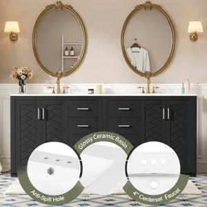 English Elm 72'' Bathroom Vanity Set With Soft-Close Drawers, Elegant Ceramic Sink & Ample Storage Solutions N710SS00013B