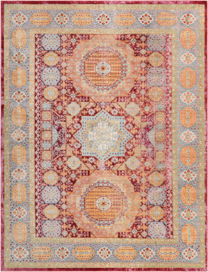 Unique Loom Austin Washington Machine Made Border Rug Beige, Cream/Ivory/Light Blue/Puce/Red/Yellow/Peach/Orange 9' 0" x 12' 2"