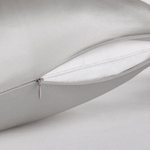 JLA Home Madison Park - 100% Mulberry silk pillowcase 25mm 6A OEKO-TEX satin finish with hidden zipper for skin & hair care Grey MP21-7273