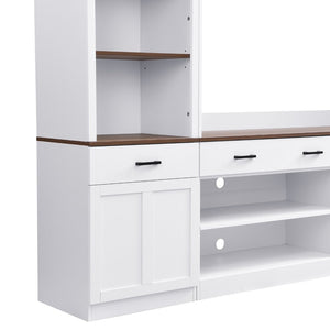 English Elm On-Trend Farmhouse 4-Piece Entertainment Wall Unit For Tvs Up To 70" With Wine Rack & Adjustable Shelves N721S000046K-GIGA