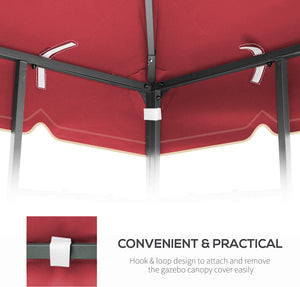 English Elm 10X10 Ft Outdoor Patio Gazebo Replacement Canopy - Double-Tiered Red Cover For Shade & Comfort W419P198361