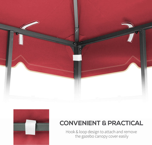English Elm 10X10 Ft Outdoor Patio Gazebo Replacement Canopy - Double-Tiered Red Cover For Shade & Comfort W419P198361