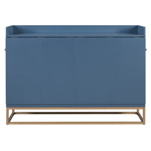 English Elm Queen Size Murphy Bed With Iron Legs, Modern Blue Finish, Space-Saving Design For Stylish Living N820S00035N-GIGA