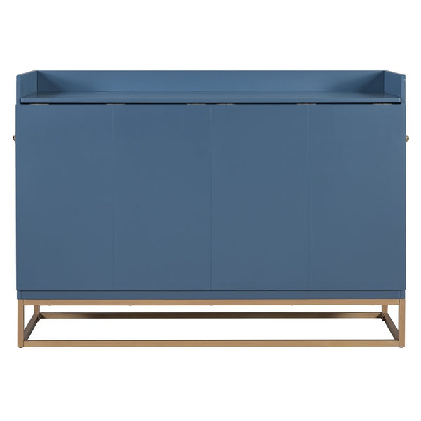 English Elm Queen Size Murphy Bed With Iron Legs, Modern Blue Finish, Space-Saving Design For Stylish Living N820S00035N-GIGA