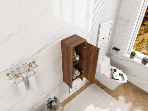 English Elm 12 Inch Wall Mounted Storage Cabinet Soft Close Door Ebony Wood Finish Bathroom W1972P457984