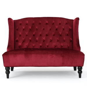 English Elm Christopher Knight Home® - LOVESEAT wingback velvet button-tufted diamond stitch loveseat with plush comfort and durable sheen WINE RED 61186.00NVLTWIN