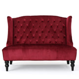 Christopher Knight Home® - Noble House - Leora Modern Glam Tufted Velvet Wingback Loveseat