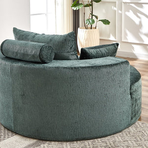 English Elm 55''L Chenille sponge single sofa sleeper chair — no assembly, ultra-soft chenille, plush backrest pillow comfort for living room relaxation Green W834P221025