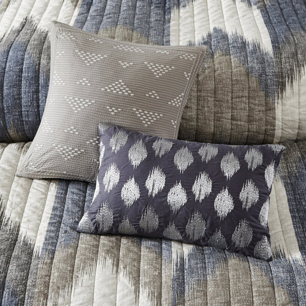 English Elm 3 INK+IVY Alpine Printed Cotton Quilt Set King/Cal King – Ikat Chevron, Pre-Washed, OEKO-TEX, Antimicrobial Finish B03596530
