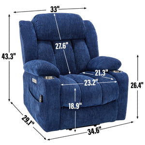 English Elm Up to 350 Lb Chenille Power Lift Recliner with Massage Heat and Charging Ports W1803S00070