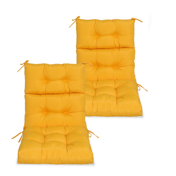 English Elm 2 Pcs Set High Back Patio Chair Cushions Tufted Outdoor Reversible 44x22x4 Waterproof Comfort Yellow W419P287332
