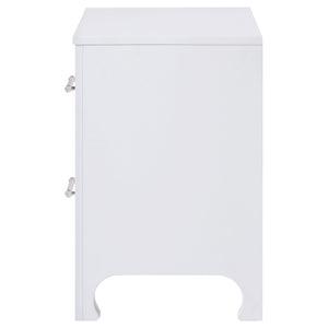 English Elm Helena Pearl White 2-Drawer Nightstand with Soft Curves, Spacious Storage, Modern Chic Bedroom Accent B062P299878