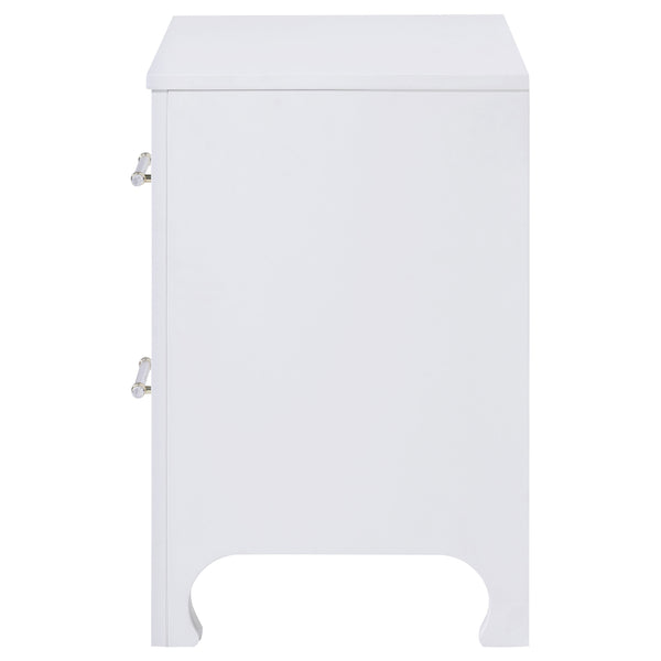 English Elm Helena Pearl White 2-Drawer Nightstand with Soft Curves, Spacious Storage, Modern Chic Bedroom Accent B062P299878