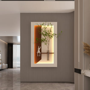 English Elm Adjustable Led Sandstone 3d Wall Art with Faux Botanicals and Rabbit Figurine Accent W2700P389346