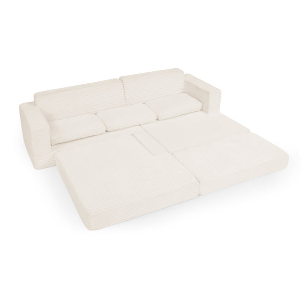 English Elm Left Sectional Corduroy Sleeper Sofa Modular L Shape Design for Modern Apartments W487S00300