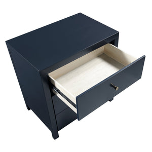 English Elm Nevarre 3-Drawer Nightstand with Brushed Gold Knobs, Solid Dovetail Drawers, No Assembly Needed Dark Blue B050P376959