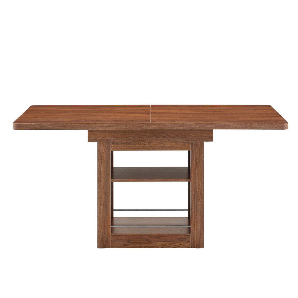 English Elm Only Table Leg Frame with Built-in Open Shelving for Minimalist Dining Room Storage W1151P411355