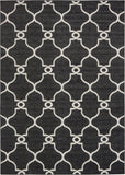 Unique Loom Outdoor Trellis Columbus Machine Made Geometric Rug Black, Ivory 7' 1" x 10' 0"