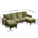 English Elm Chenille Sectional Sofa, U Shaped Sofa Couch With High Density Memory Foam, 4 Seat Comfy Modular Sofa Couch For Living Room, Modern U Shaped Sectional Sofa,U Shaped-Green