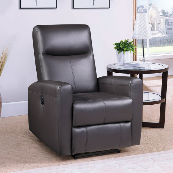 English Elm Brown Power Recliner Contemporary Top-Grain Leather Recliner with Power Motion, Pocket Coil Comfort, Tight Tailored Look B062P184510