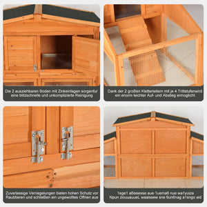 English Elm Extra-large Fir Wood Rabbit Hutch Two Story Outdoor Home with Asphalt Roof and Pull Tray W3921S00003