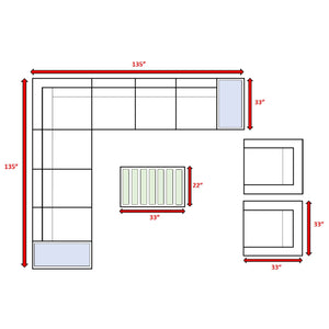 English Elm 8-Person HDPE Wicker Patio Sofa Set 12-Piece – 8-Seater, Fully Assembled, Cushions, Weatherproof B120S00261