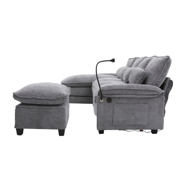 English Elm United U-Shaped Sectional Sofa 106" Cloud Couch - Comfy Chenille, Storage Ottoman, Usb Ports & Pillows W1568S00232-GIGA